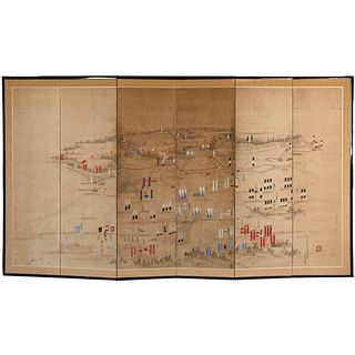 Japanese Folding Screen by Saito Akiya (1772-1859)