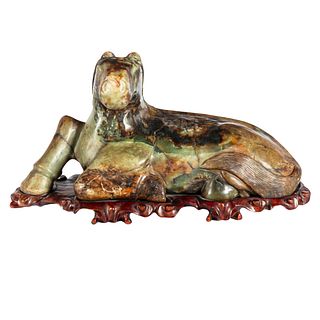 Chinese Hardstone Figure of a Recumbent Horse
