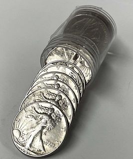 Roll (10-coins) Mixed Year Walking Liberty Half Dollar VF, XF, AU