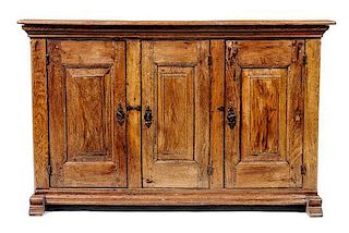 A French Provincial Side Cabinet, Height 33 x width 52 x depth 17 inches.