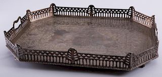Silver Plated Octagonal Gallery Tray