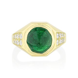 Bulgari Emerald and Diamond Ring, C 1960s