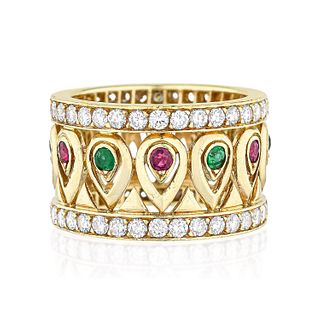 Cartier Ruby Emerald and Diamond Gold Band