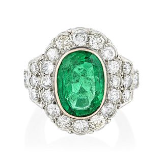 Vintage Colombian Emerald and Diamond Ring, GIA Certified