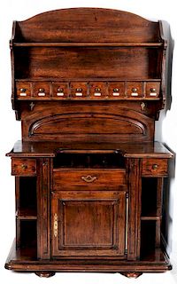 A French Provincial Oak Buffet, Height 79 x width 50 x depth 21 inches.
