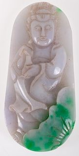 Chinese Carved Jade Buddha Pendant