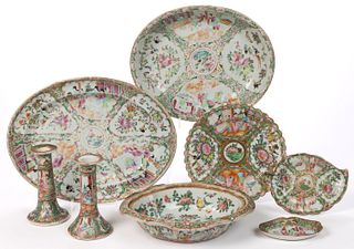CHINESE EXPORT FAMILLE ROSE / ROSE MEDALLION PORCELAIN ARTICLES, LOT OF EIGHT
