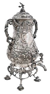 Kirk Repousse Coin Silver Hot Water Urn