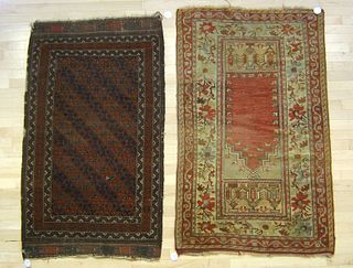 Turkish prayer rug, 5'2" x 3'2", together with a B