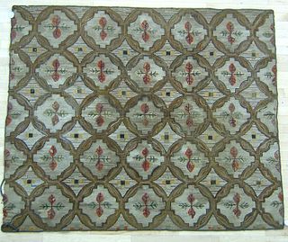 Hooked rug, early 20th c., with floral decoration.
