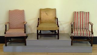 Three Federal style lolling chairs.