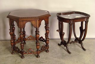 Two mahogany center tables, 30" h., 31" w. and 27/