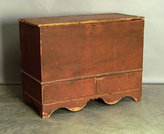 New England stained pine blanket chest, ca. 1800,7