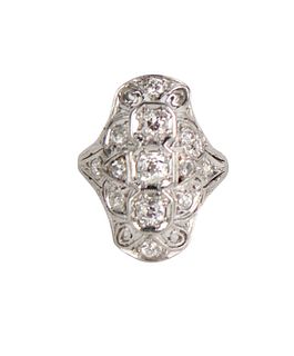 Art Deco Platinum & Diamond Cocktail Ring