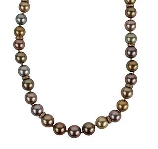 Tahitian &Golden South Sea Pearl Diamond Necklace
