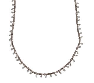 Modern Edwardian Style 18K Gold Diamond Necklace