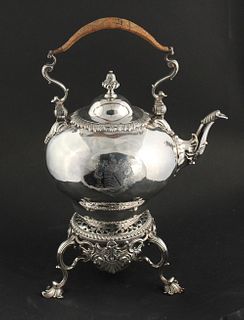 18th C Sterling Silver Teapot on Stand