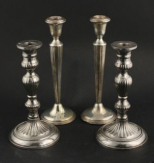 Pair of Empire Sterling Tapered Candlesticks