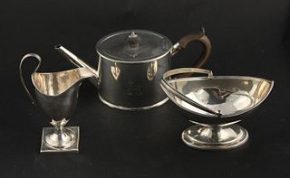 Hester Bateman Teapot, Creamer, and Basket