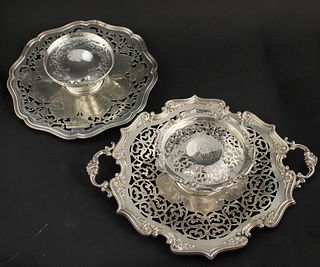 Two Gorham Sterling Reticulated Trays/Tazzas