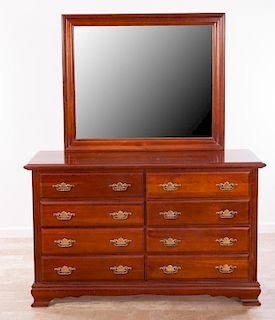 Cresent Furniture Cherry Double Dresser and Mirror