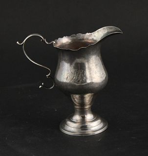 American 18th C Coin Silver Footed Cream Jug