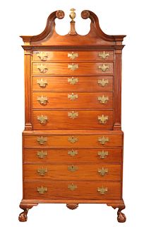 Chippendale Mahogany Bonnet Top Chest-on-Chest