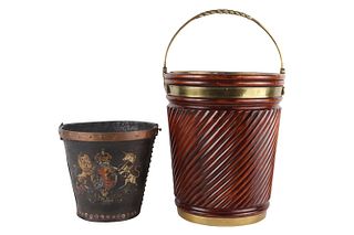 Regency Style Brass-Inset Mahogany Peat Bucket