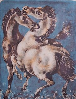 Hans Erni "Solomon's Horses" Signed Lithograph