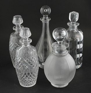 Group of Five Crystal Decanters