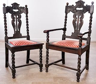 Carved Renaissance Style Chairs, Pair