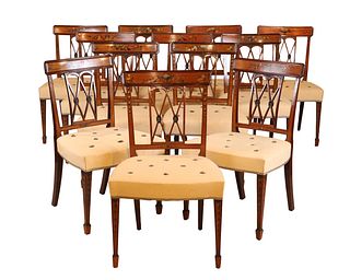 Assembled Set of Twelve Edwardian Dining Chairs