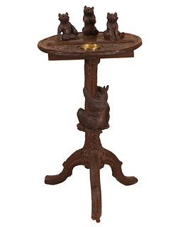 Black Forest Carved Wood Smoker's Table