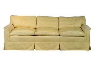 Contemporary Yellow Damask Upholstered Sofa