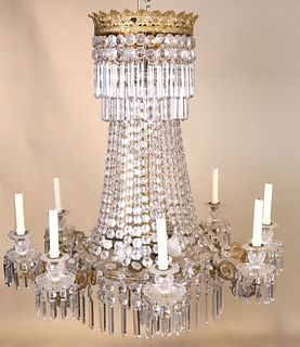 Regency Style Gilt-Metal&Glass 8-Light Chandelier