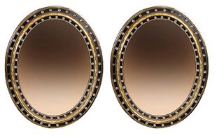 Pair of Georgian Cut Glass Gilt Oval Mirrors