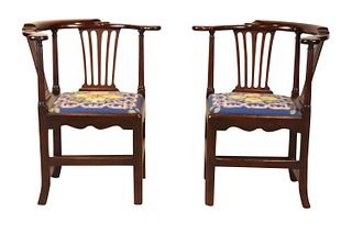 Pair of George III Style Mahogany Corner Chairs