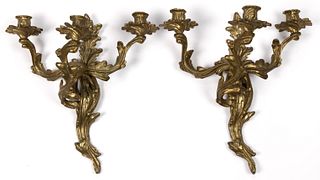 ROCOCO-STYLE GILT-BRASS PAIR OF CANDLE SCONCES