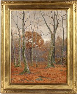 Gustave Wiegand, Oil on Canvas, Fall Forest Scene