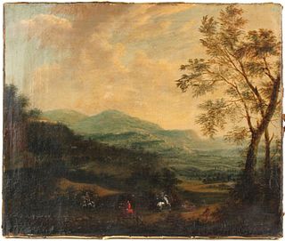 Oil on Canvas, Battle Scene in Landscape