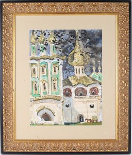 Ilya Shenker, Watercolor, Russian Buildings