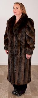 Vintage Beaver Coat, Full Length, Dark-Toned Pelts