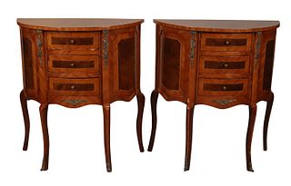 Pair of Louis XV Style Demilune Cabinets