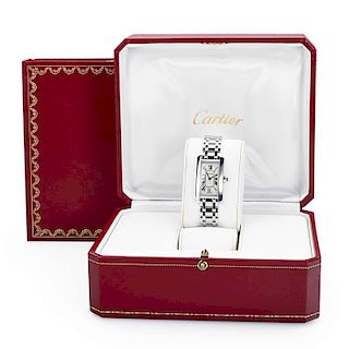 CARTIER TANK AMERICAINE LADY 18K WHITE GOLD WATCH