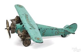 Dent cast iron Question Mark tri-motor airplane, embossed 51 on tail
