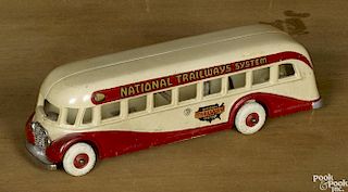 Arcade cast iron National Trailways System bus, 9 1/4'' l.