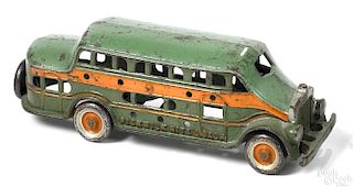 Kenton cast iron Pickwick Nite Coach bus with a driver, 9 3/4'' l.