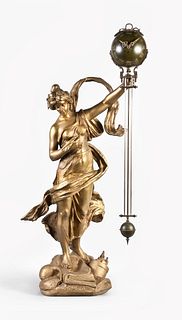 A large French figural swinging clock