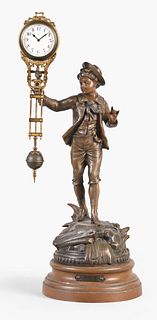 Junghans novelty swinger desk clock of a boy in breeches and a waistcoat