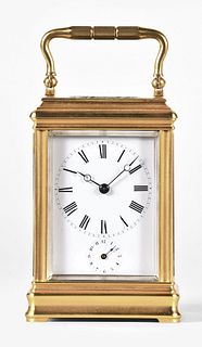 A good French Cannelee cased carriage clock by Drocourt